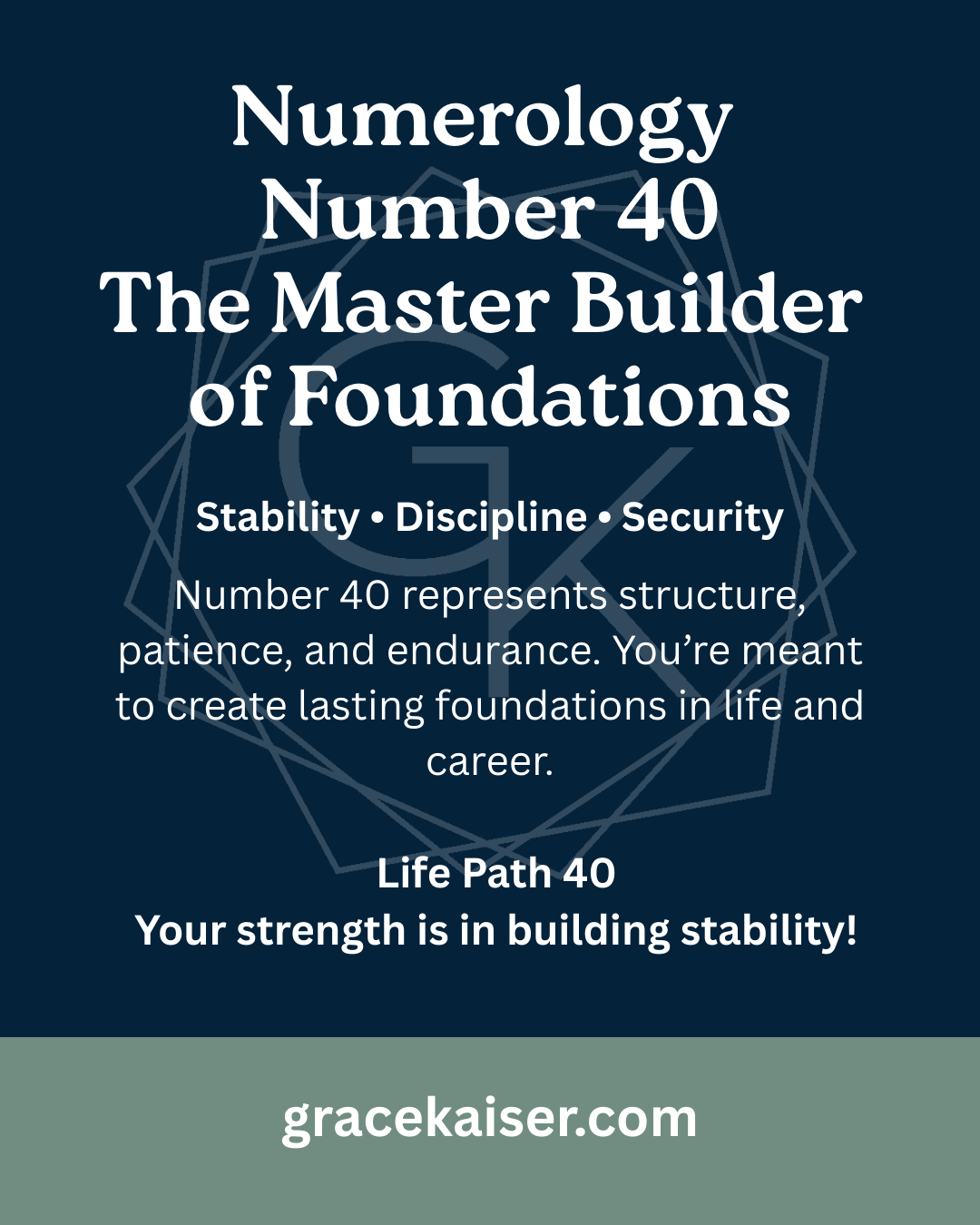 Numerology 40 - Grace Kaiser